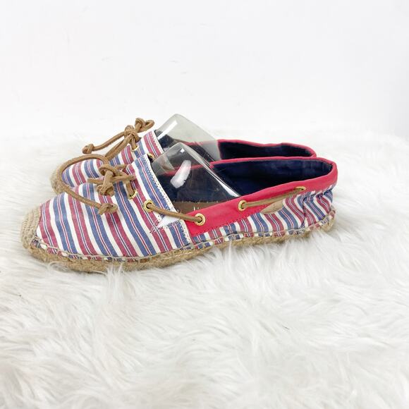 Sperry Topsider 8 M Womens Red Blue Canvas Katama Espadrille Flats - Picture 4 of 7